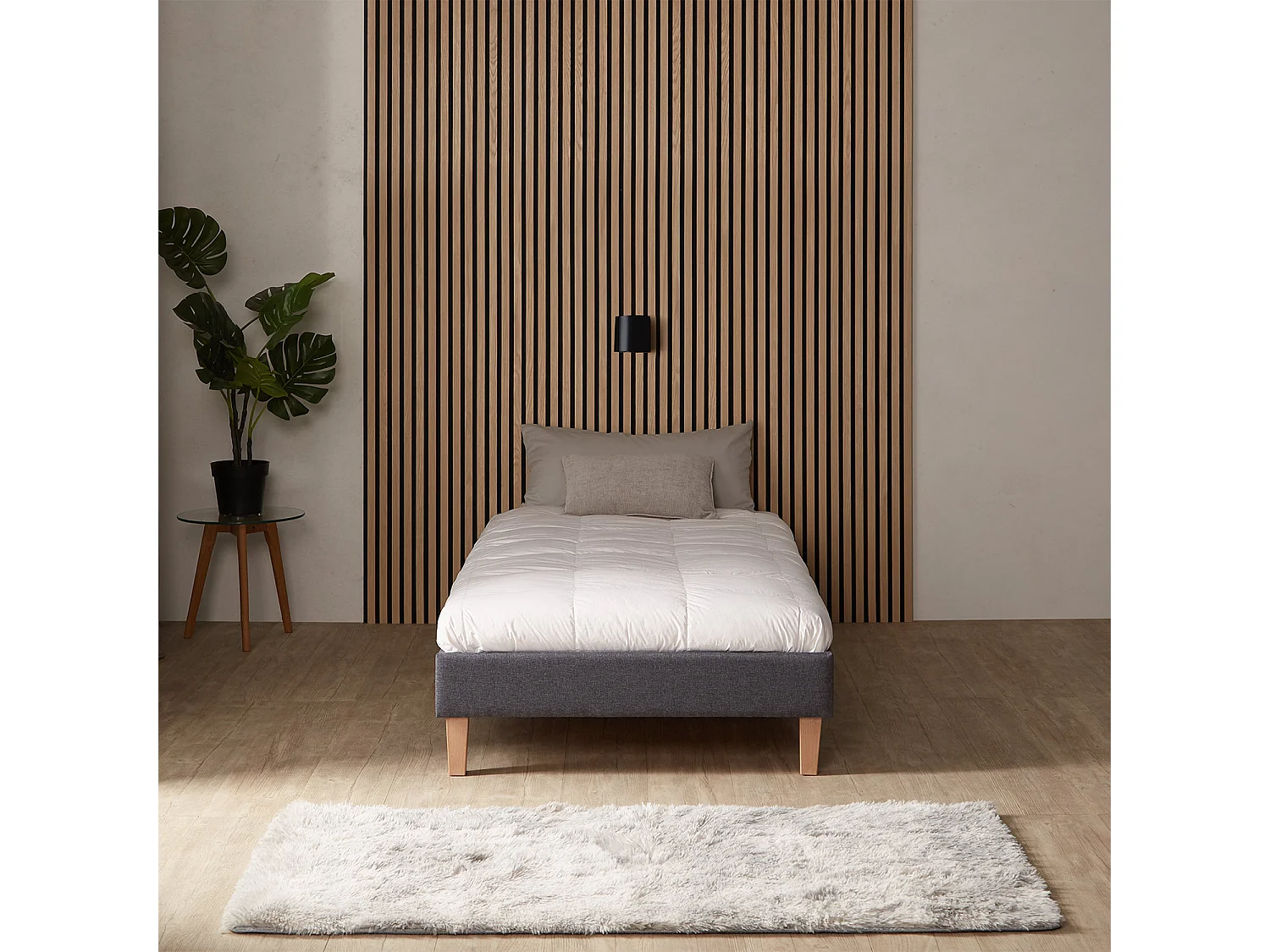 Bedframe 90x200 cm grijs Gestoffeerd