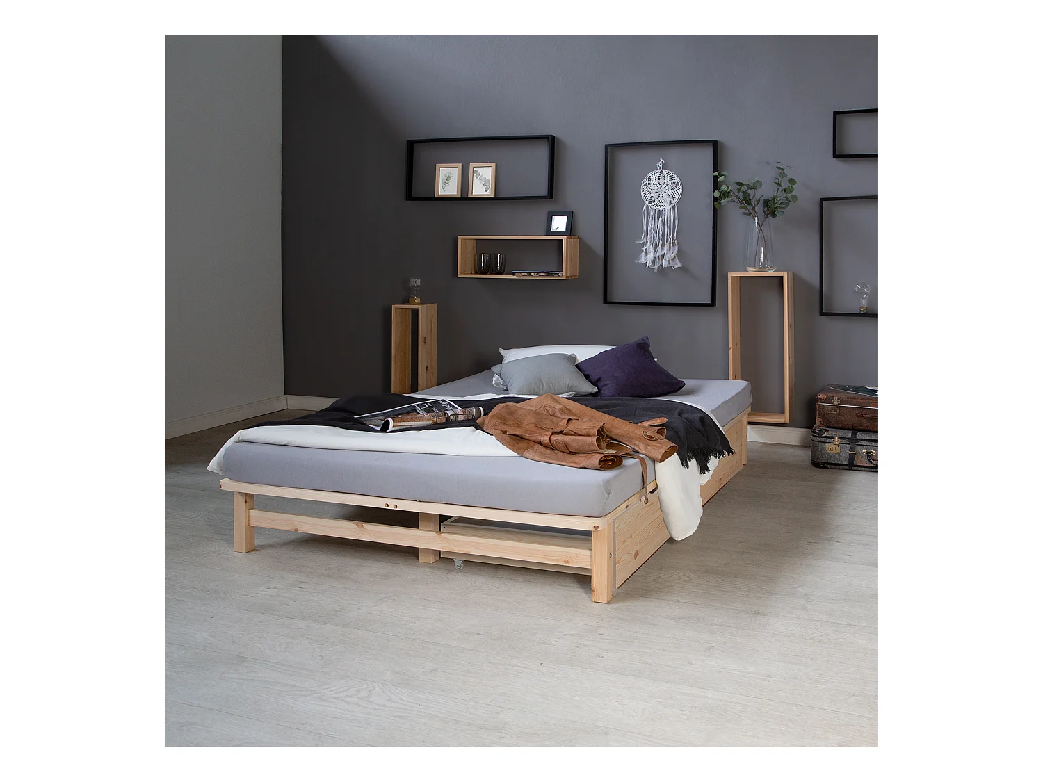 Letto 140x200 cm pallet naturale