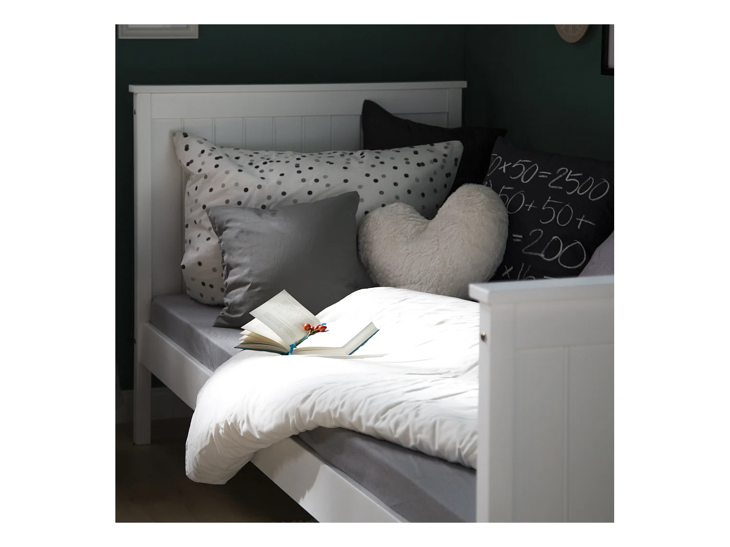 Einzelbett 98x208 cm weiß, Shaker-Stil