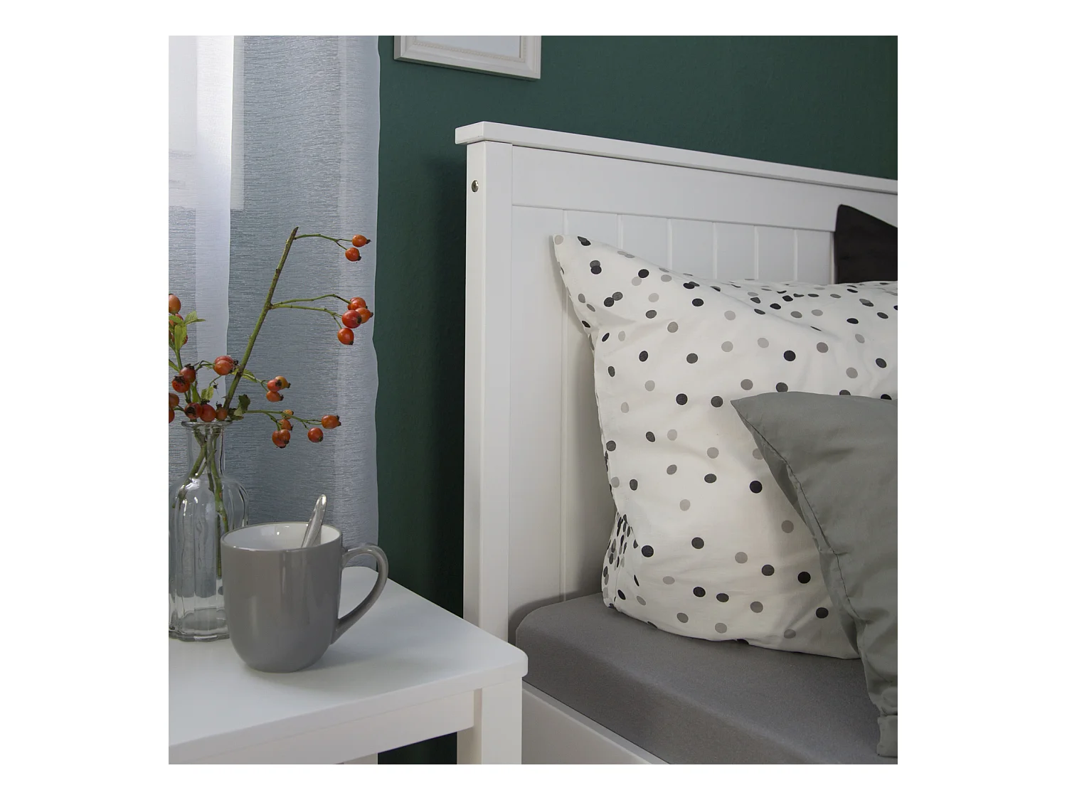 Einzelbett 98x208 cm weiß, Shaker-Stil