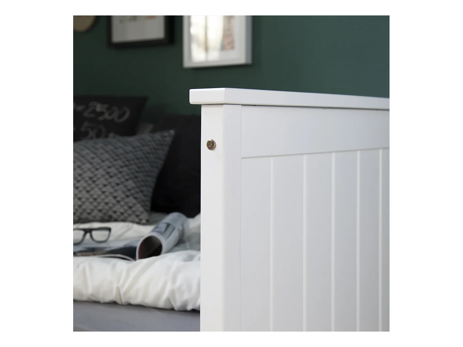 Einzelbett 98x208 cm weiß, Shaker-Stil