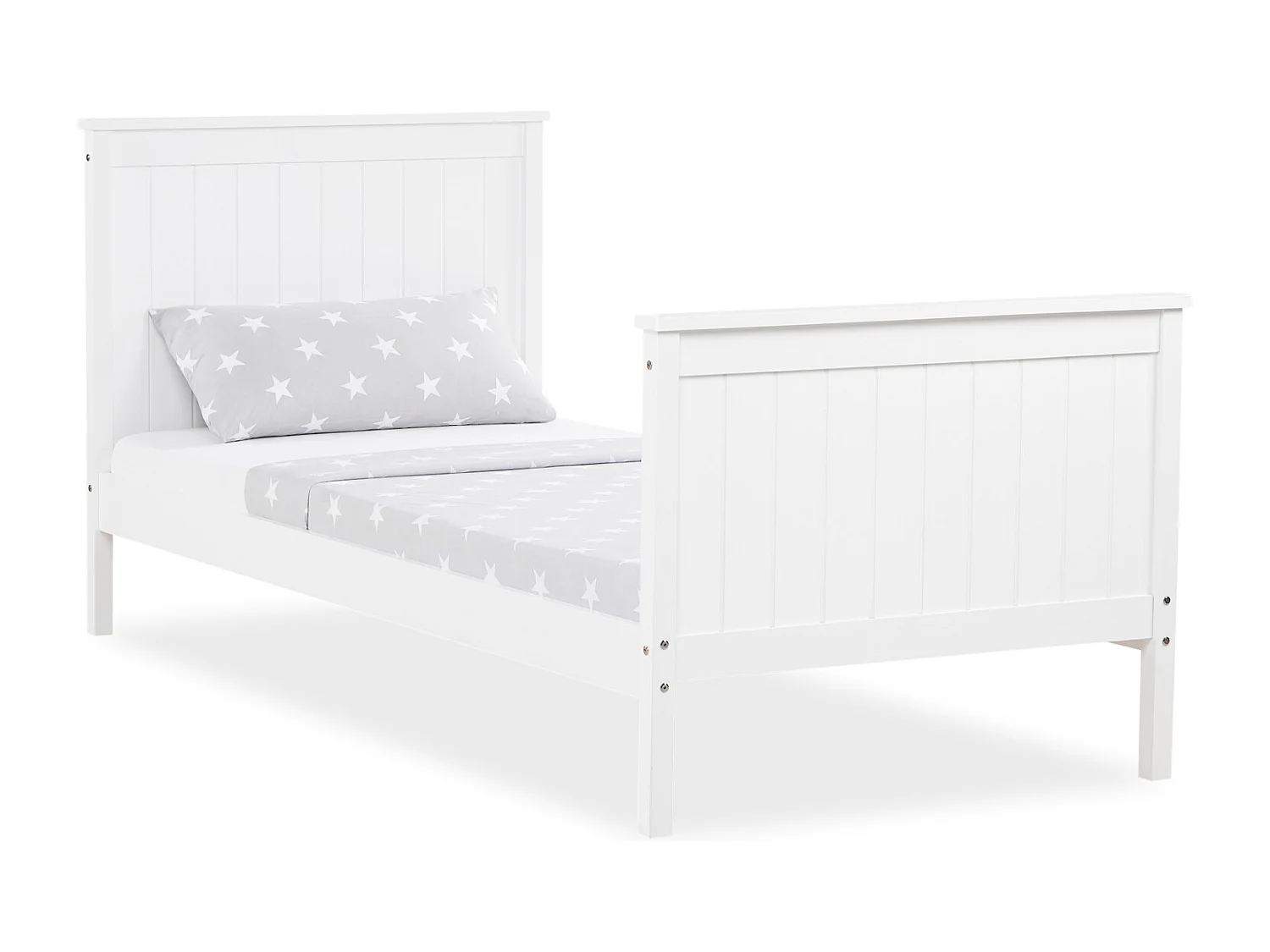 Łóżko pojedyncze 98x208 cm, białe, w stylu shaker