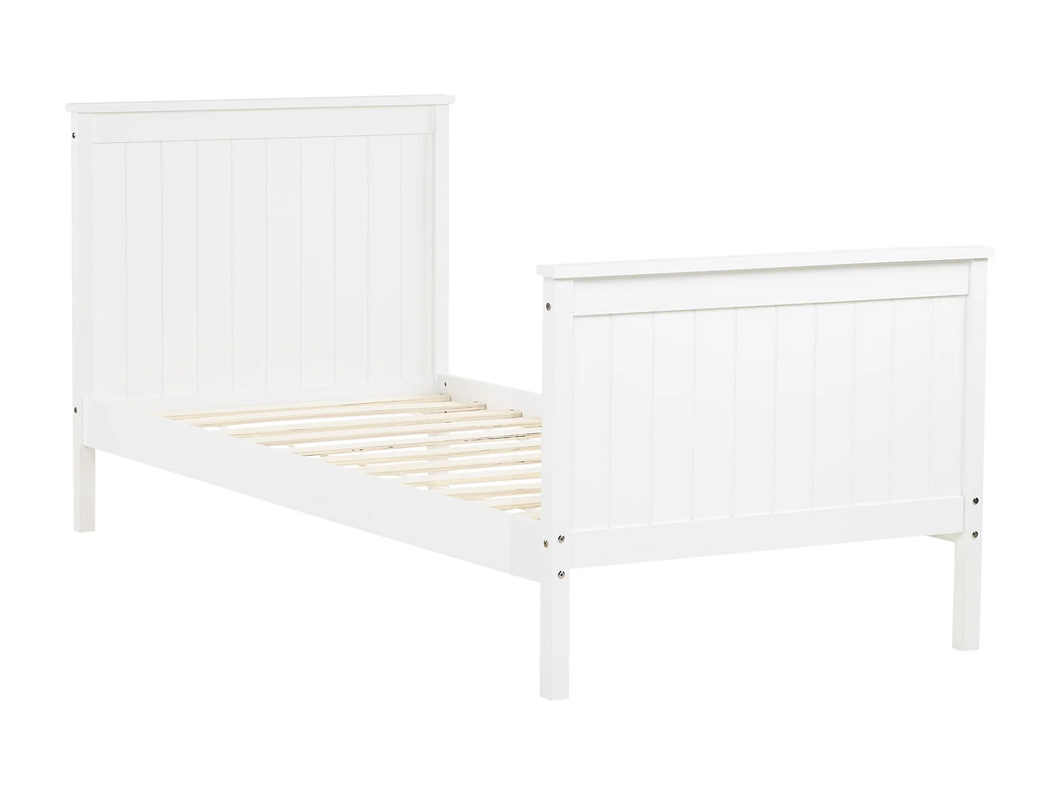 Łóżko pojedyncze 98x208 cm, białe, w stylu shaker