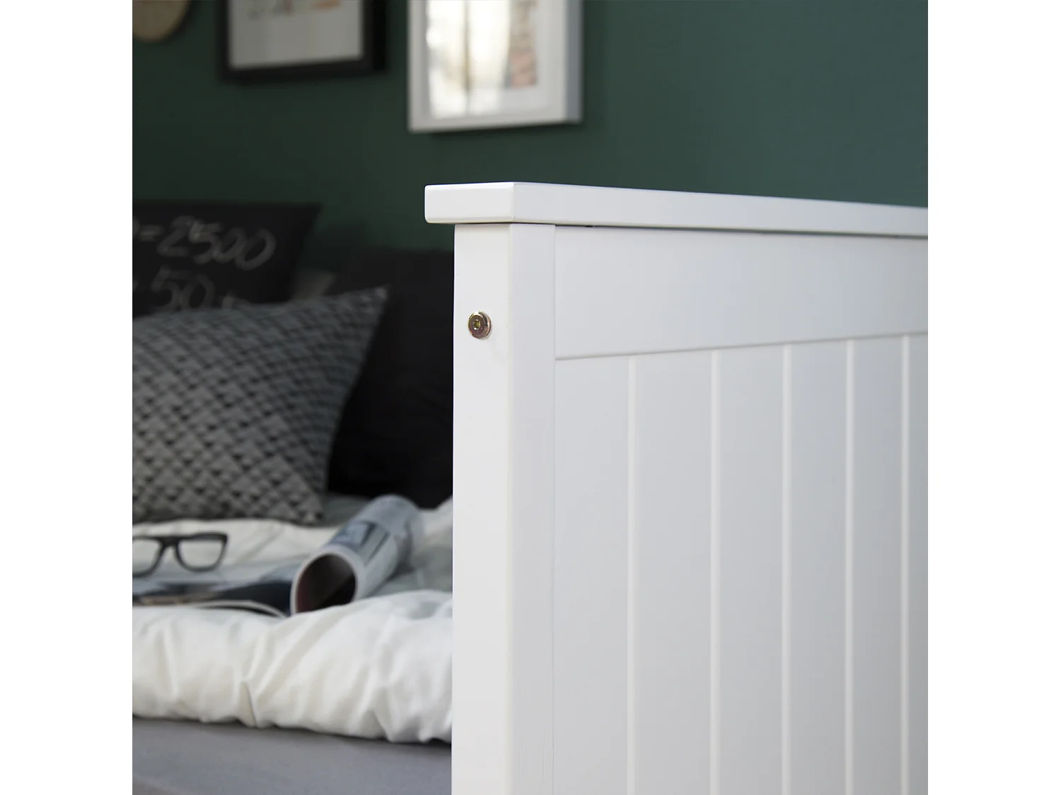 Łóżko pojedyncze 98x208 cm, białe, w stylu shaker