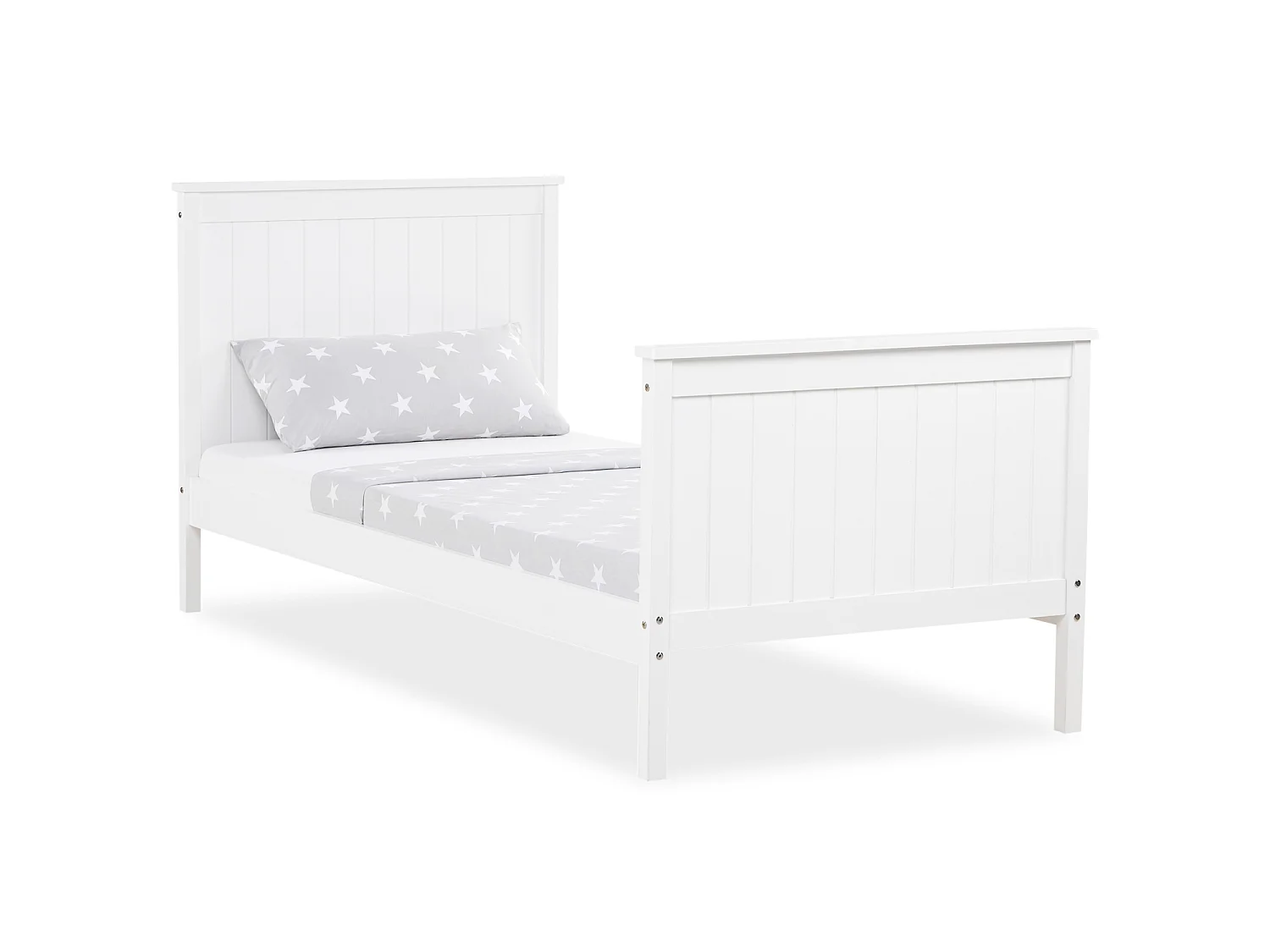 Łóżko pojedyncze 98x208 cm, białe, w stylu shaker