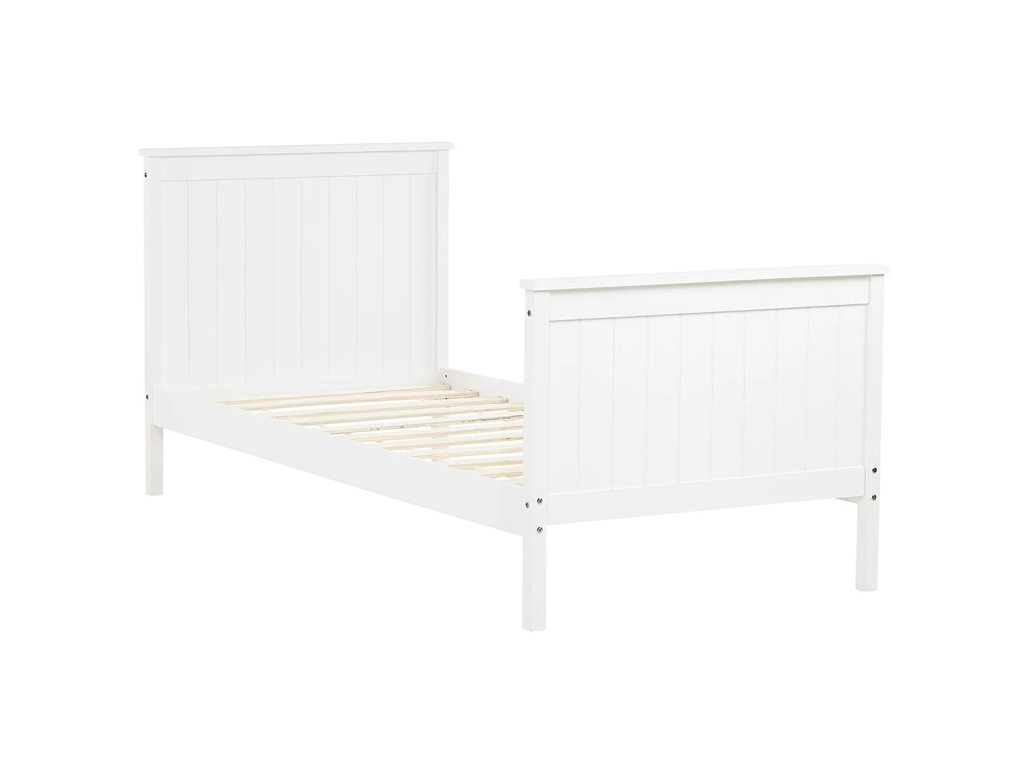 Łóżko pojedyncze 98x208 cm, białe, w stylu shaker