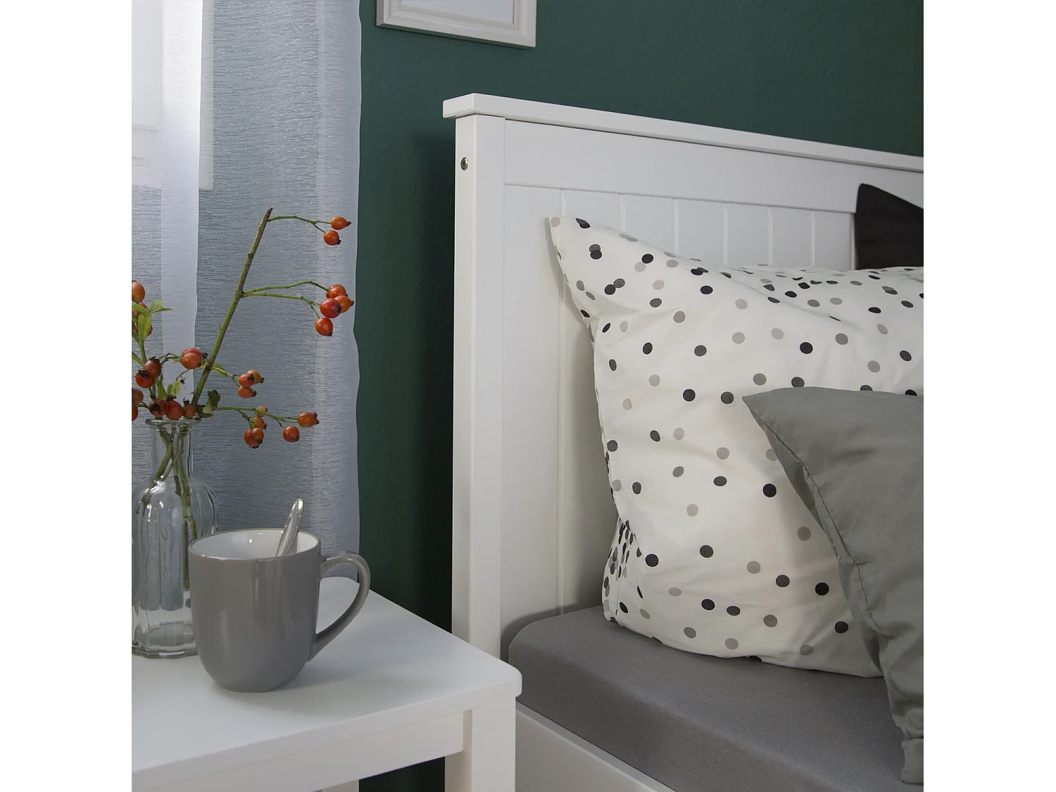 Łóżko pojedyncze 98x208 cm, białe, w stylu shaker