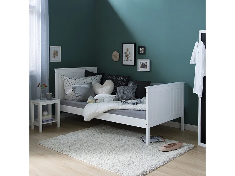 Einzelbett 98x208 cm weiß, Shaker-Stil