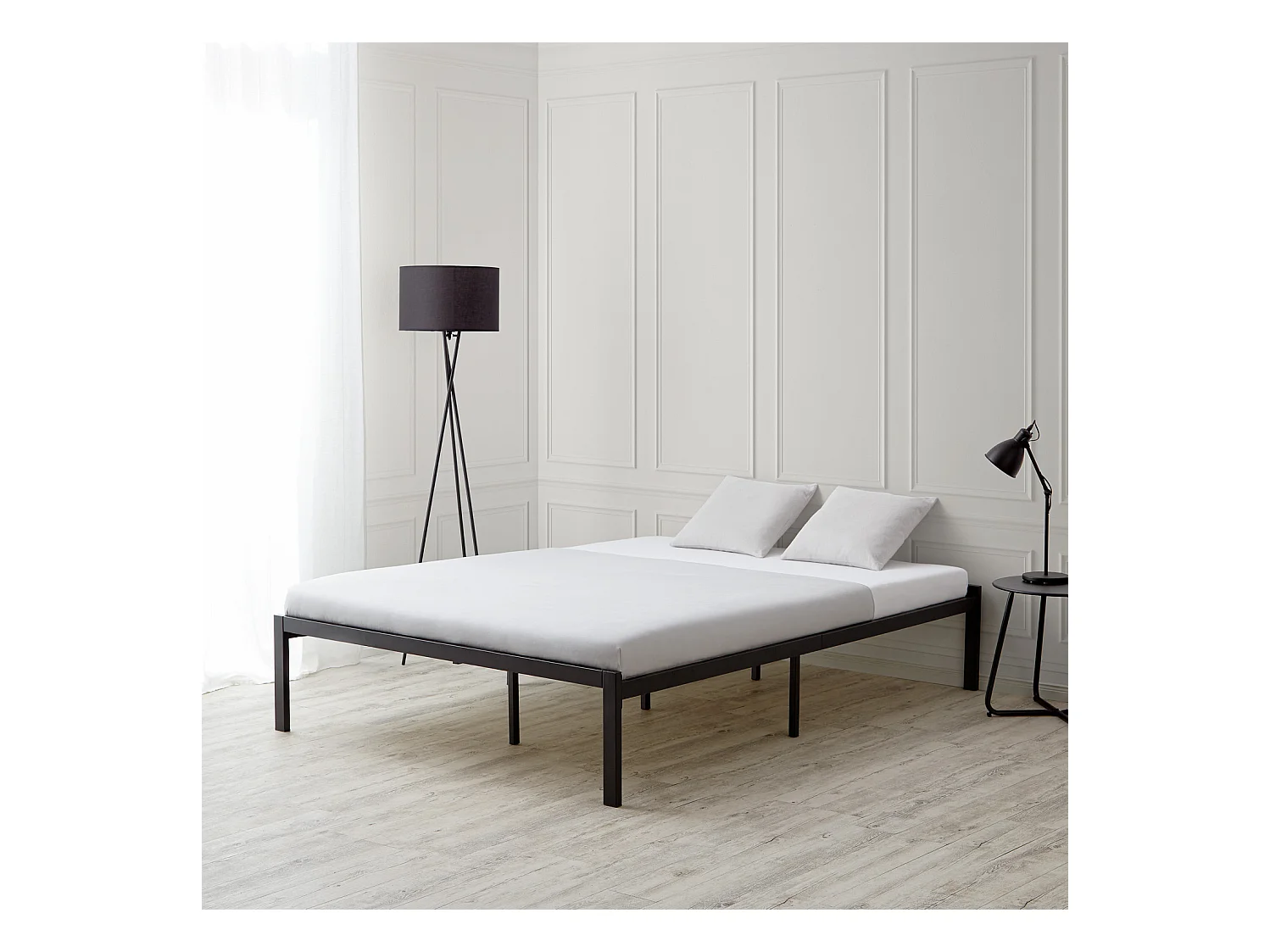 Lit 145x38x205 cm noir