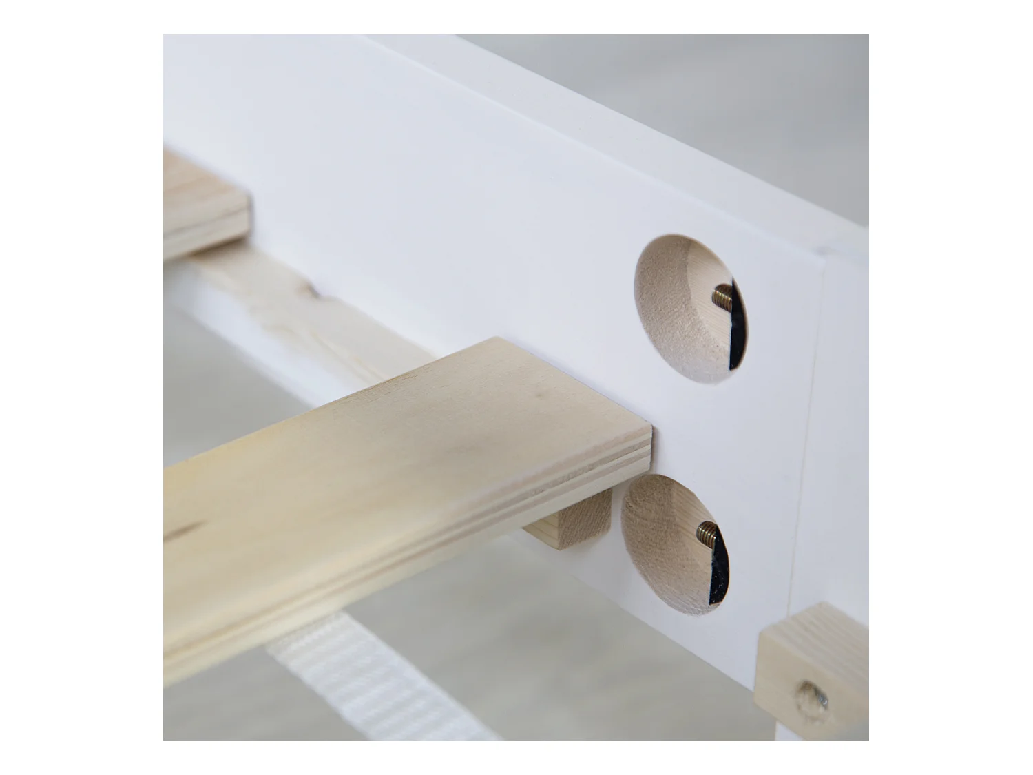 Doppelbett 140x200 cm weiß, Massivholz Kiefer Rahmenbett