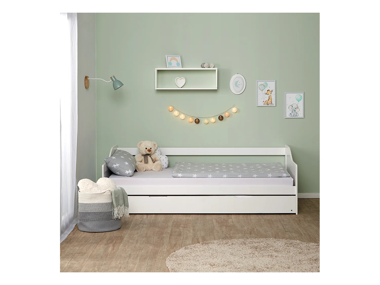 Cama individual 90x200 cm branca