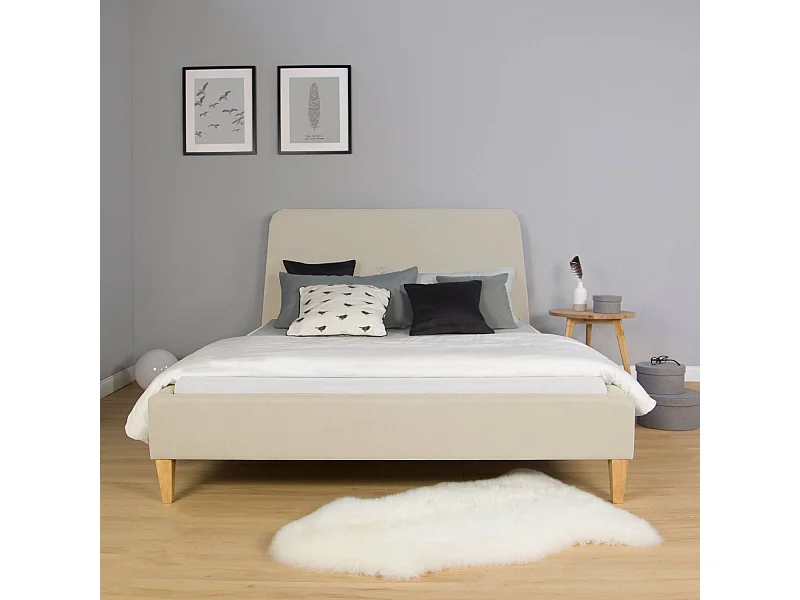 Cama estofada 140x200 cm Bege
