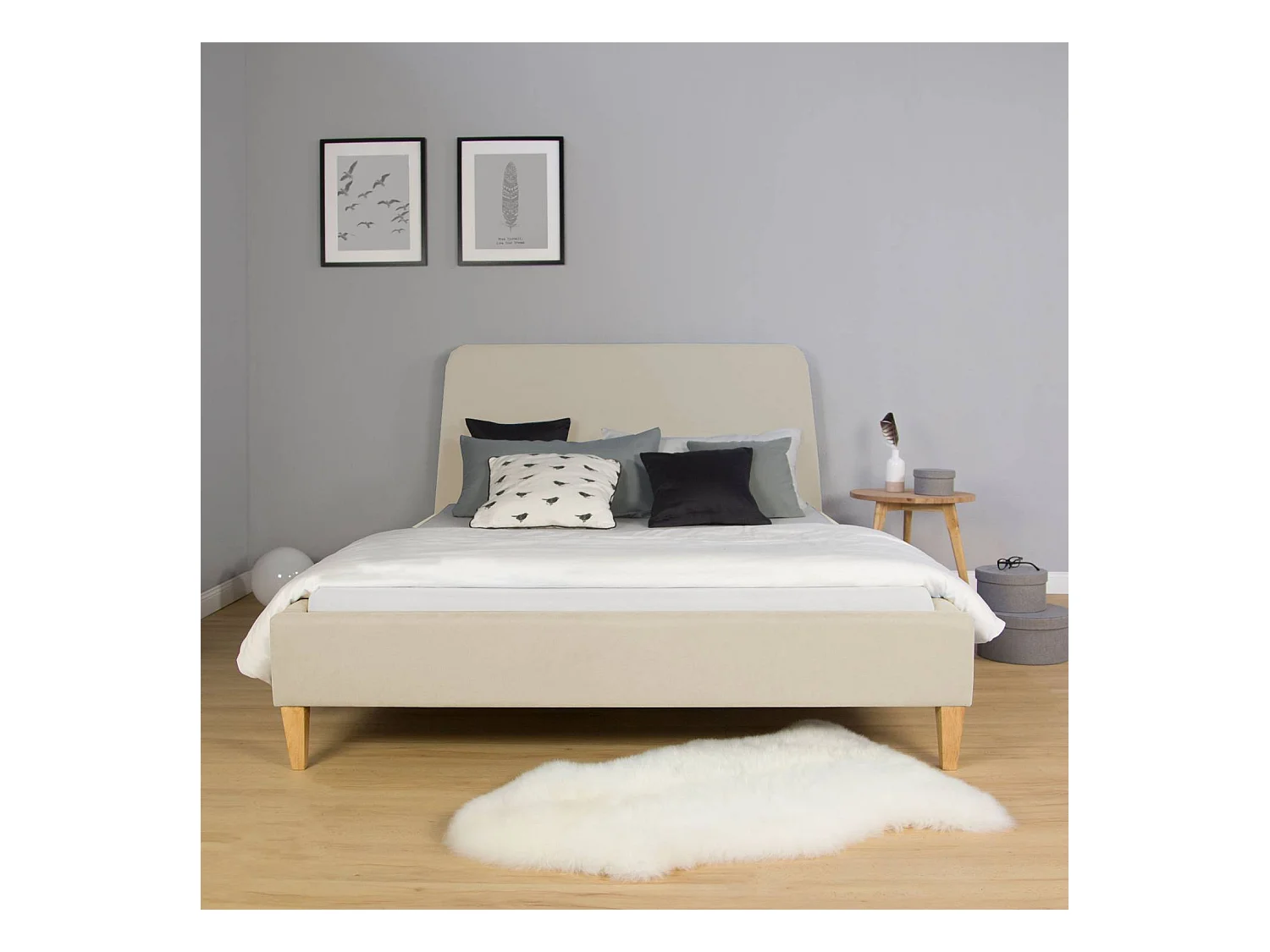 Cama estofada 140x200 cm Bege