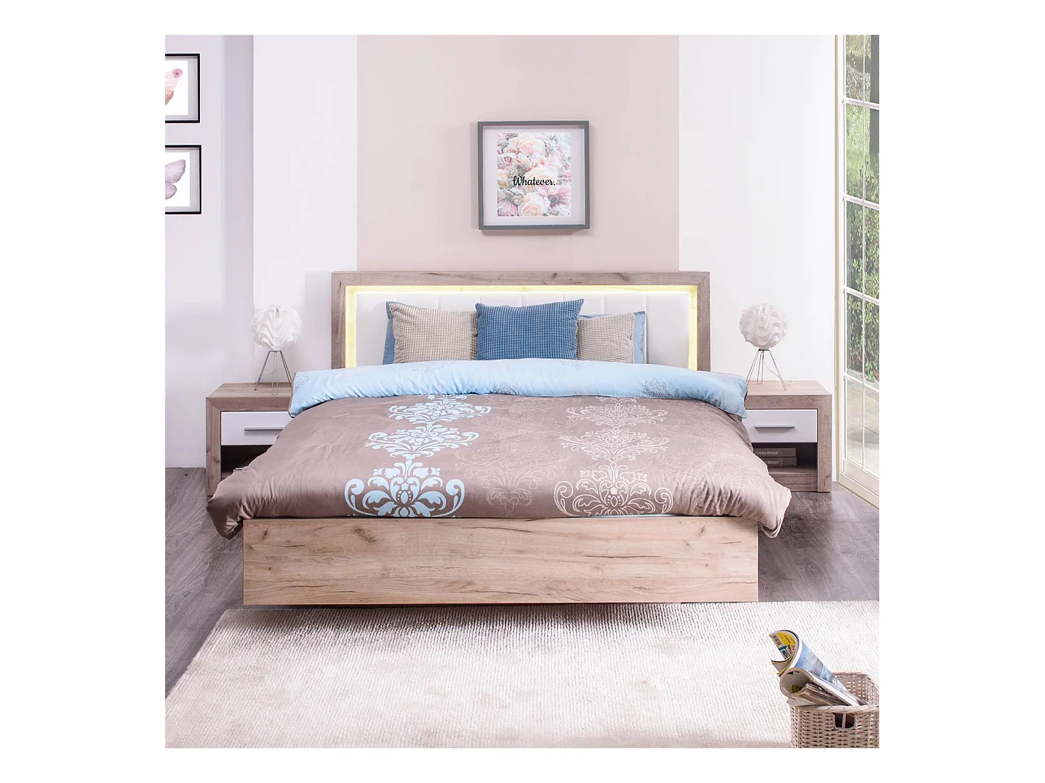 Bettgestell 178,5x100,5x208 cm Graueiche Weiß