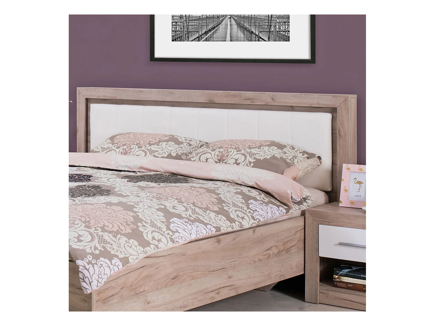 Bettgestell 178,5x100,5x208 cm Graueiche Weiß