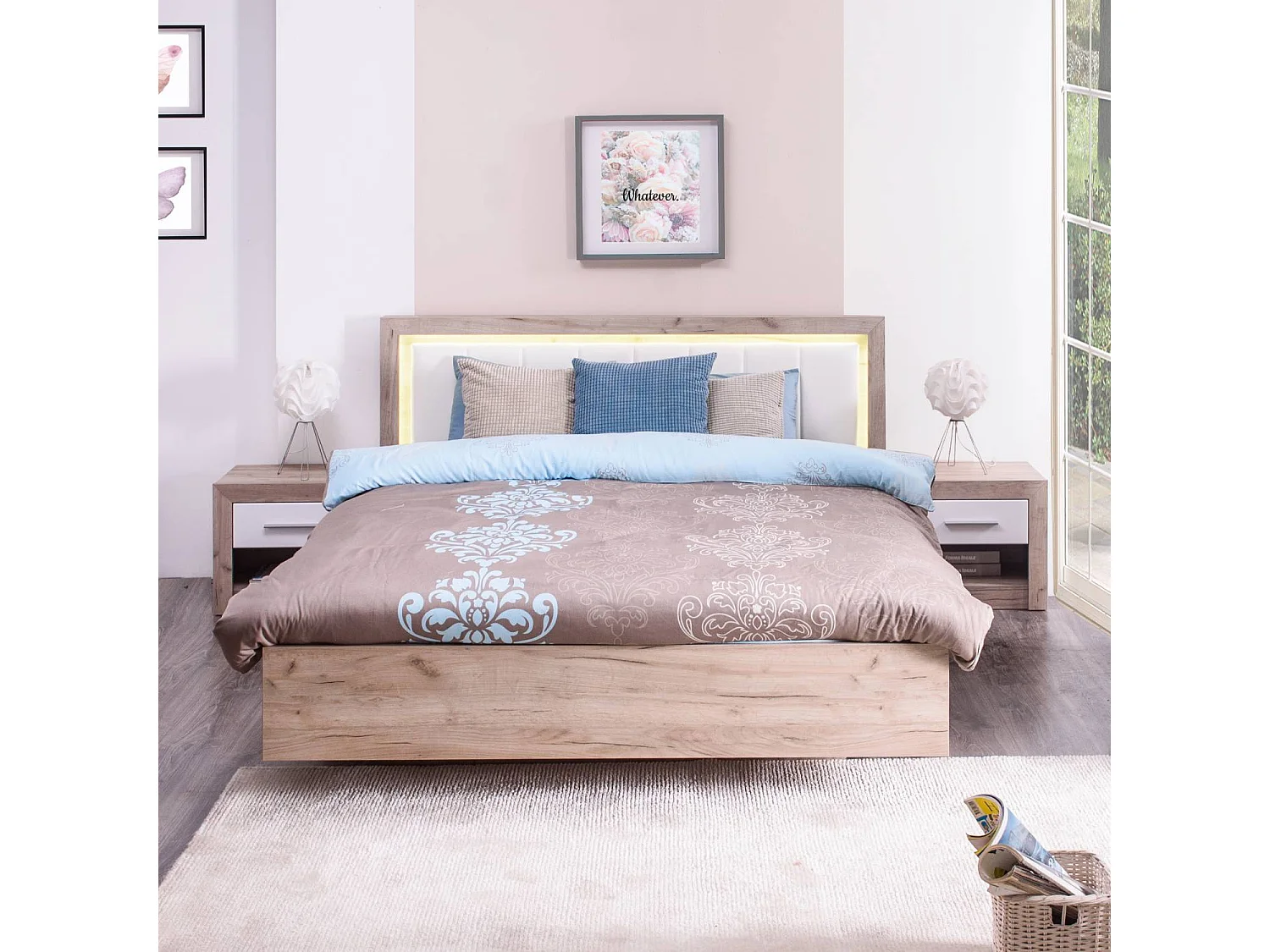 Bettgestell 178,5x100,5x208 cm Graueiche Weiß