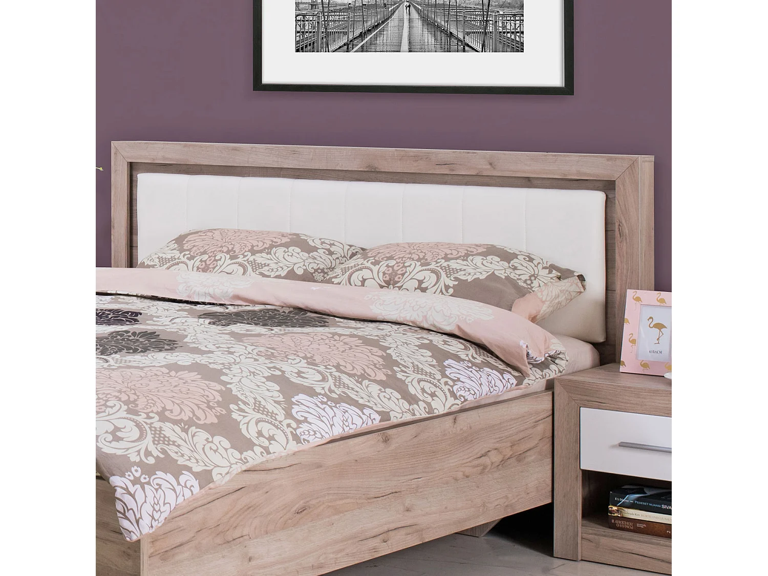 Bettgestell 178,5x100,5x208 cm Graueiche Weiß