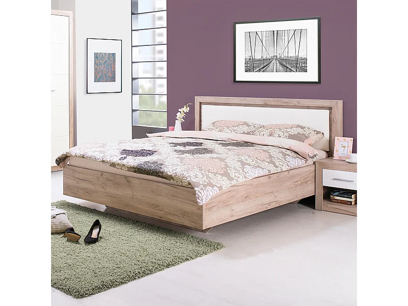 Cadre de lit 178,5x100,5x208 cm Chêne gris blanc