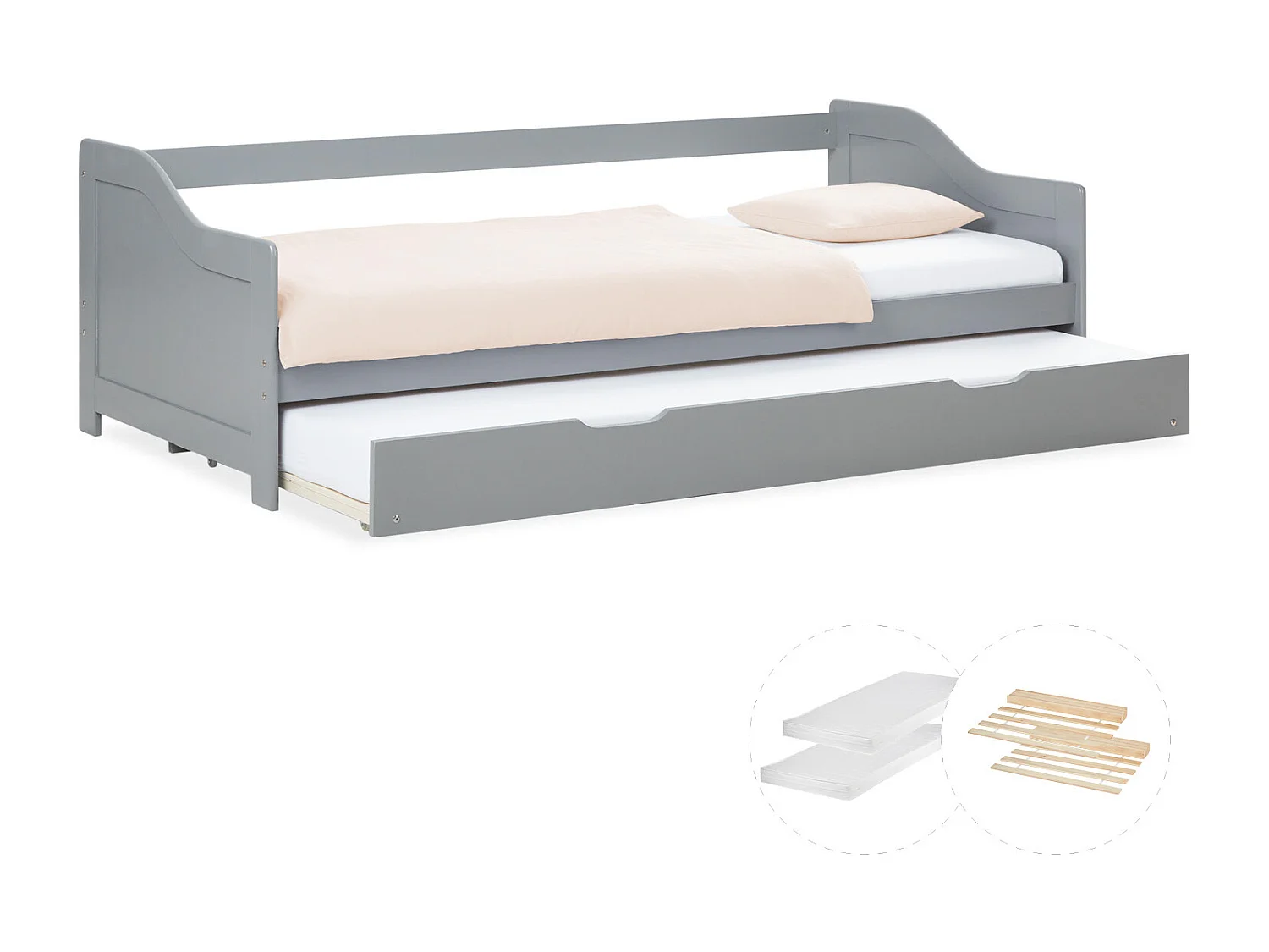 Łóżko 90x200 cm Szare Łóżko Kabinowe