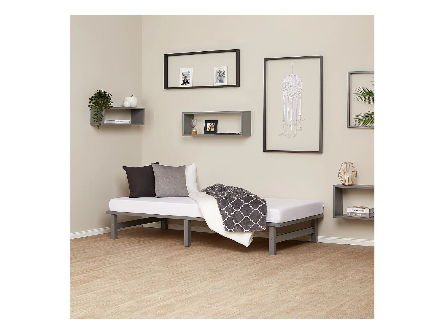 Palettenbett 90x200 cm Grau