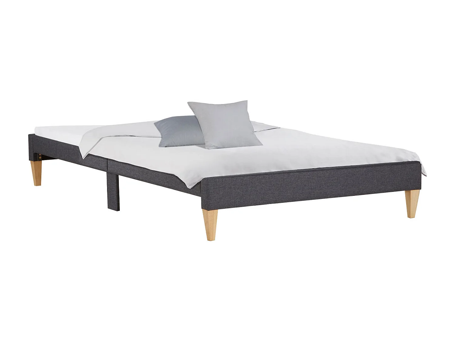 Gestoffeerd bed 140x200 cm grijs Slatts