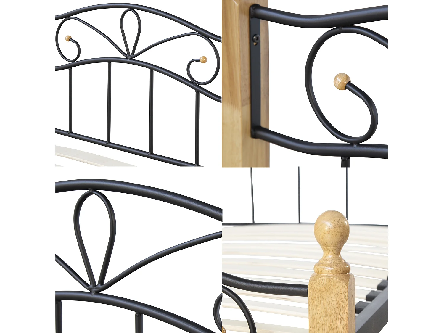 Cama 90x200 cm preta