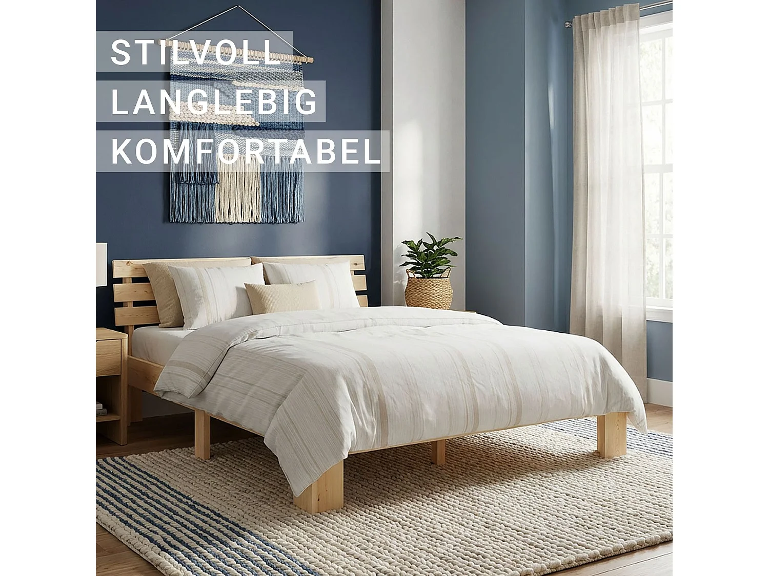 Doppelbett 160x200 cm Naturholz Futonbett