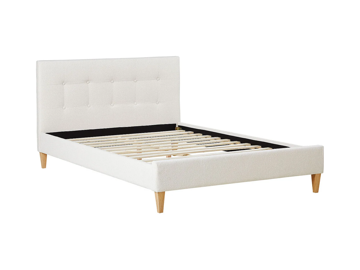 Lit 145,5x95x211 cm beige petit double avec matelas bouclé