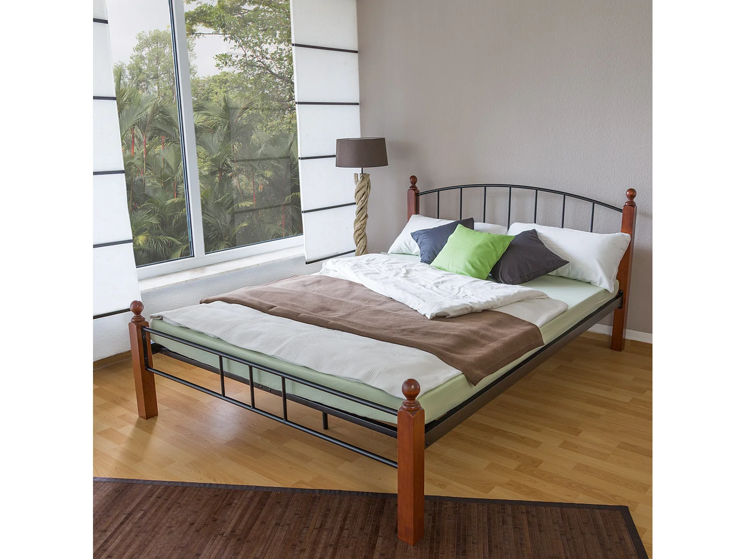 Metallbett 140x200 cm Schwarz Braun 915