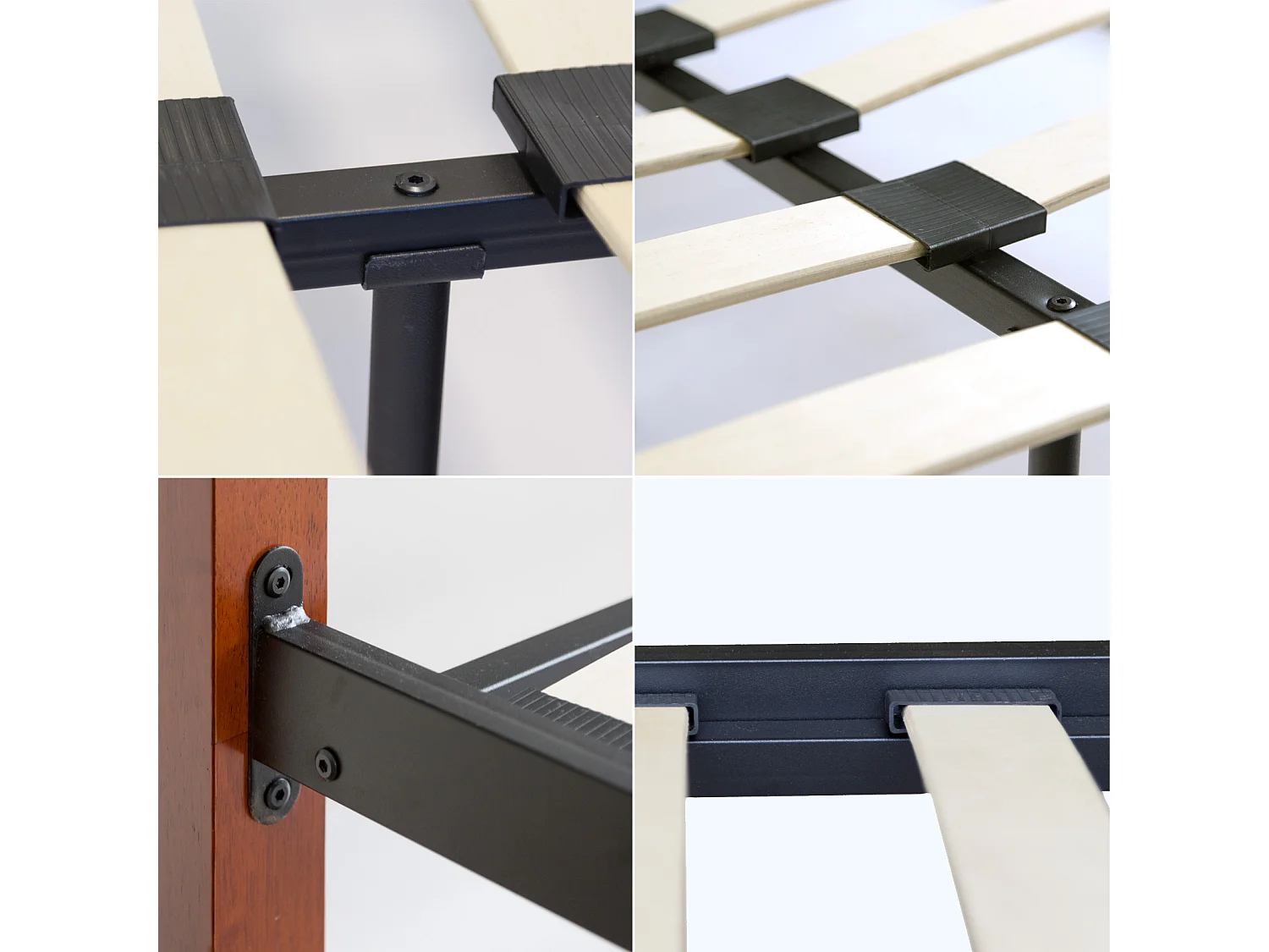 Metallbett 140x200 cm Schwarz Braun 915