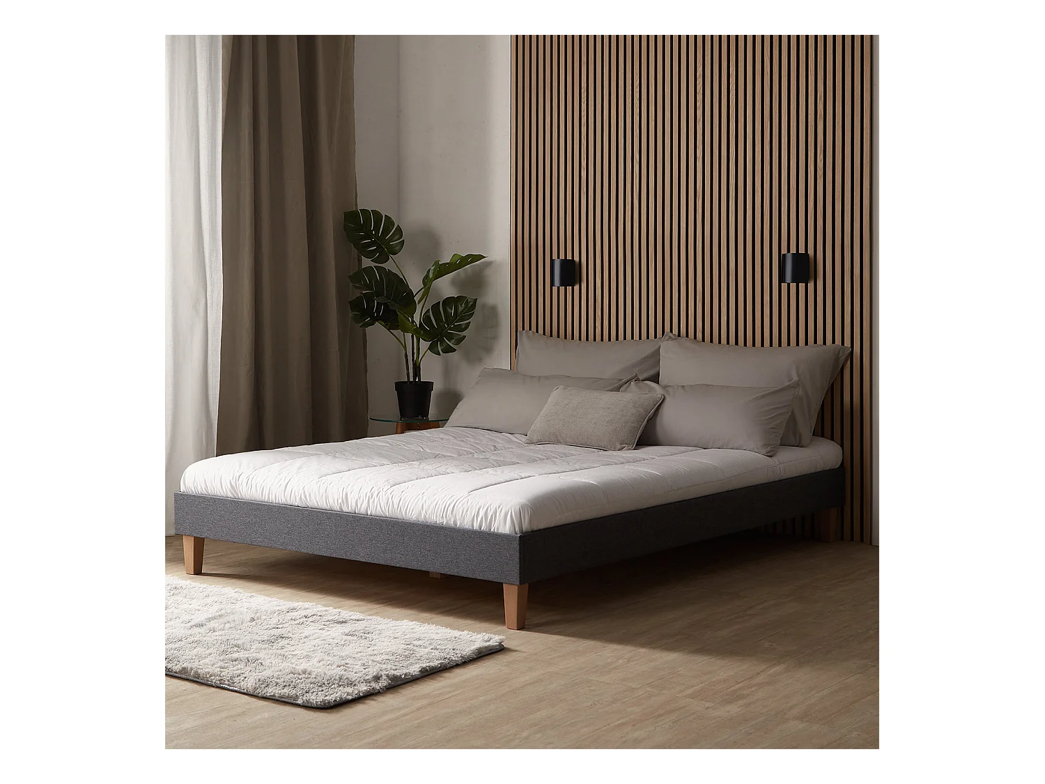 Bettgestell 160x200 cm grau Futon