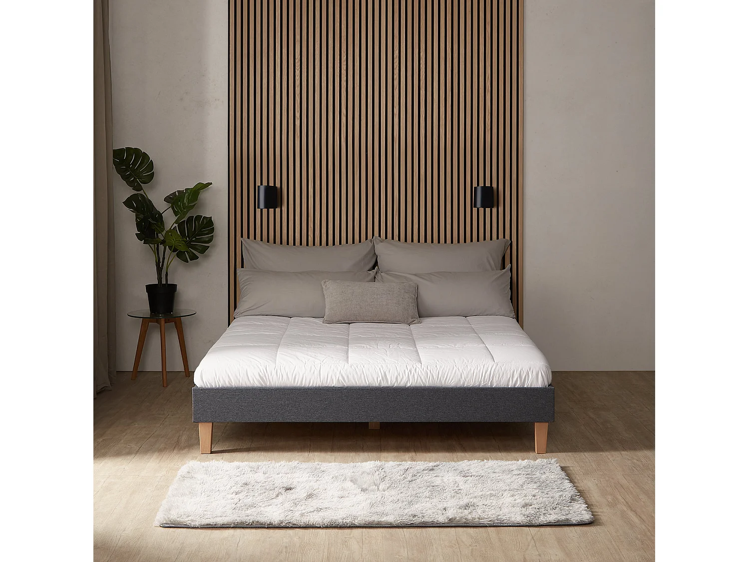 Stelaż łóżka 160x200 cm szary futon