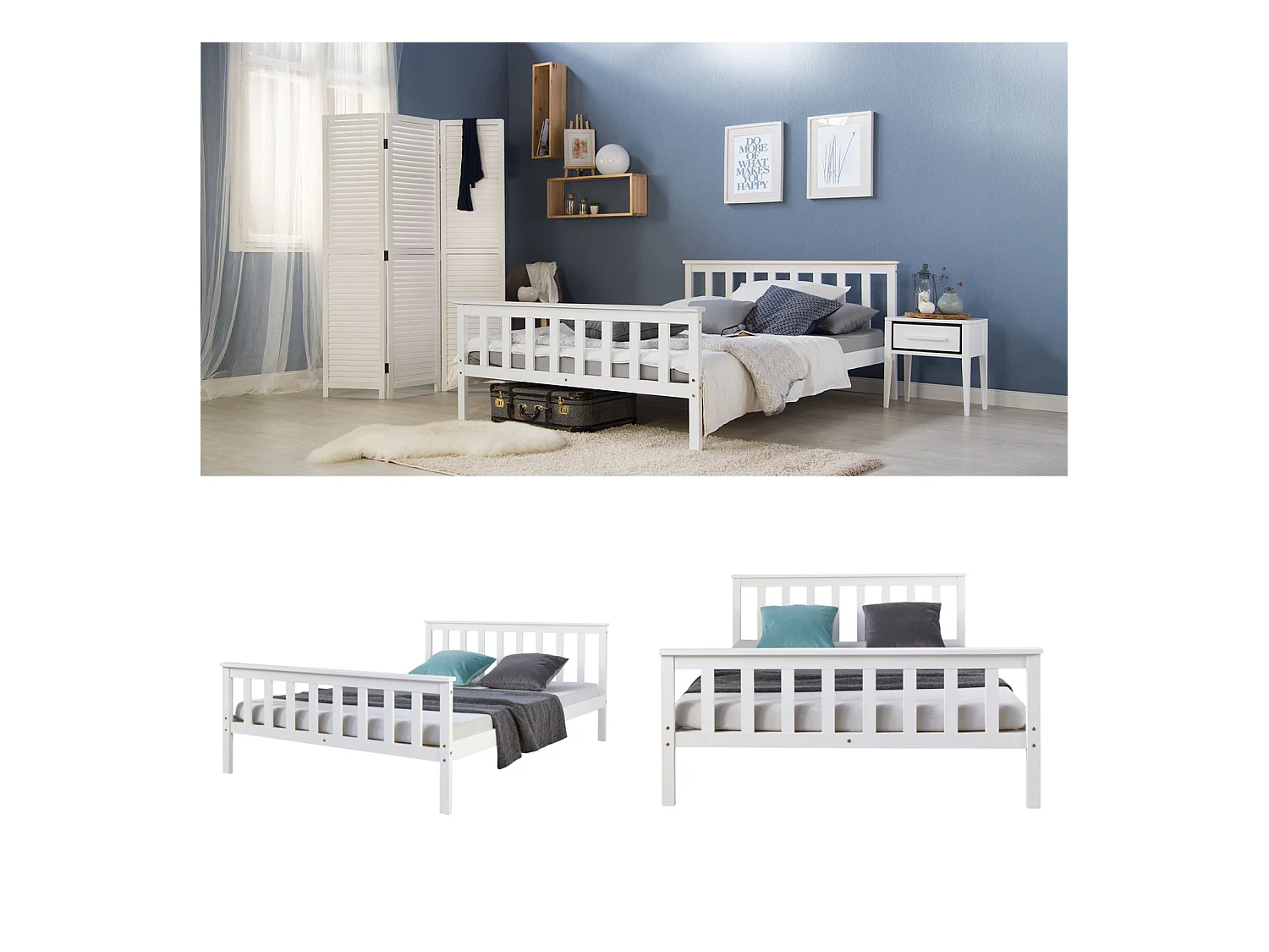 Bett 140x200 cm weiß 890