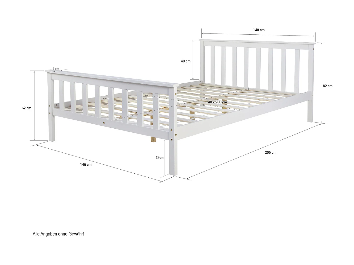 Łóżko 140x200 cm białe 890