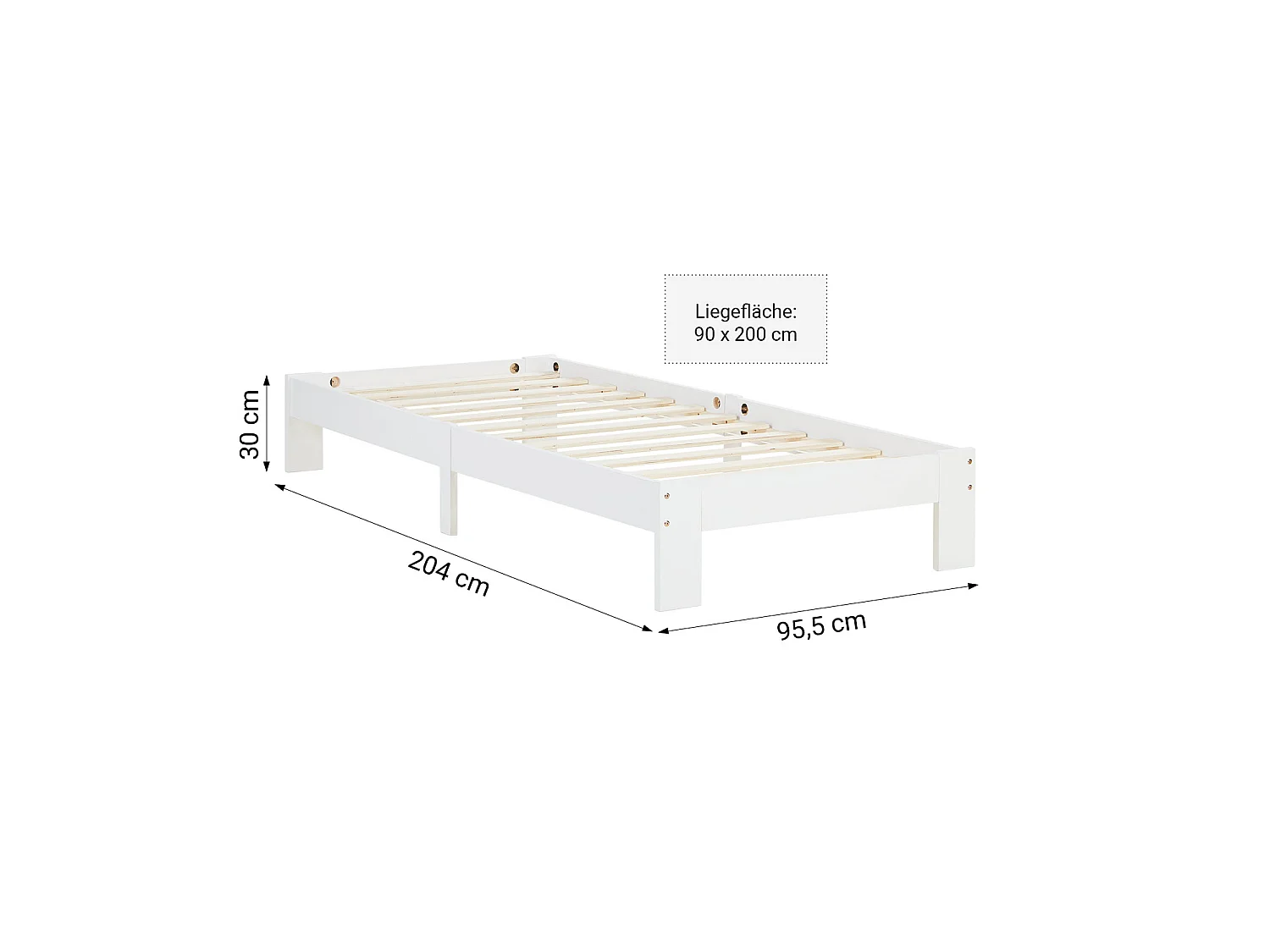 Bed frame 95.5x204x30 cm white