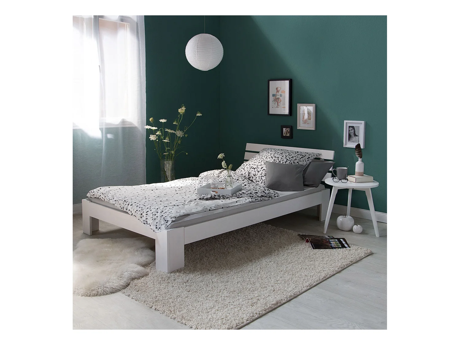 Cama individual 94,5x204,5x66,7 cm blanca