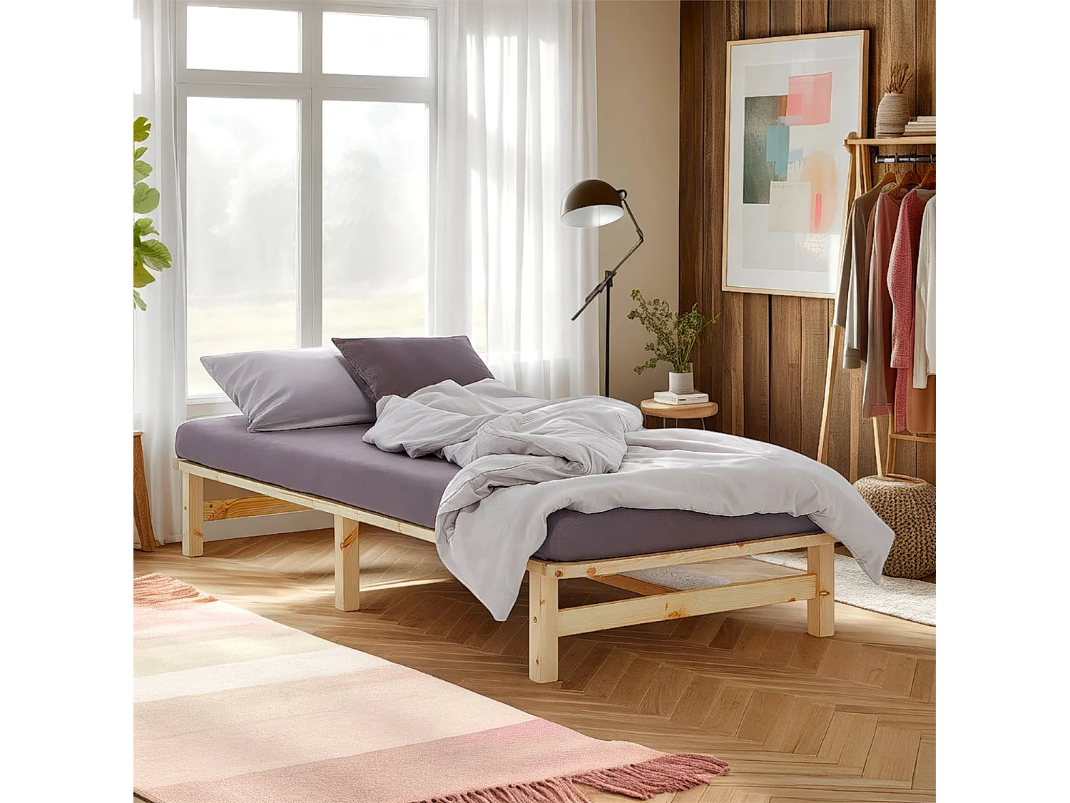 Letto a pallet 100x200 cm naturale