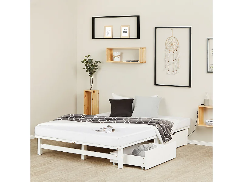 Cama 140x200 cm blanca Pallet