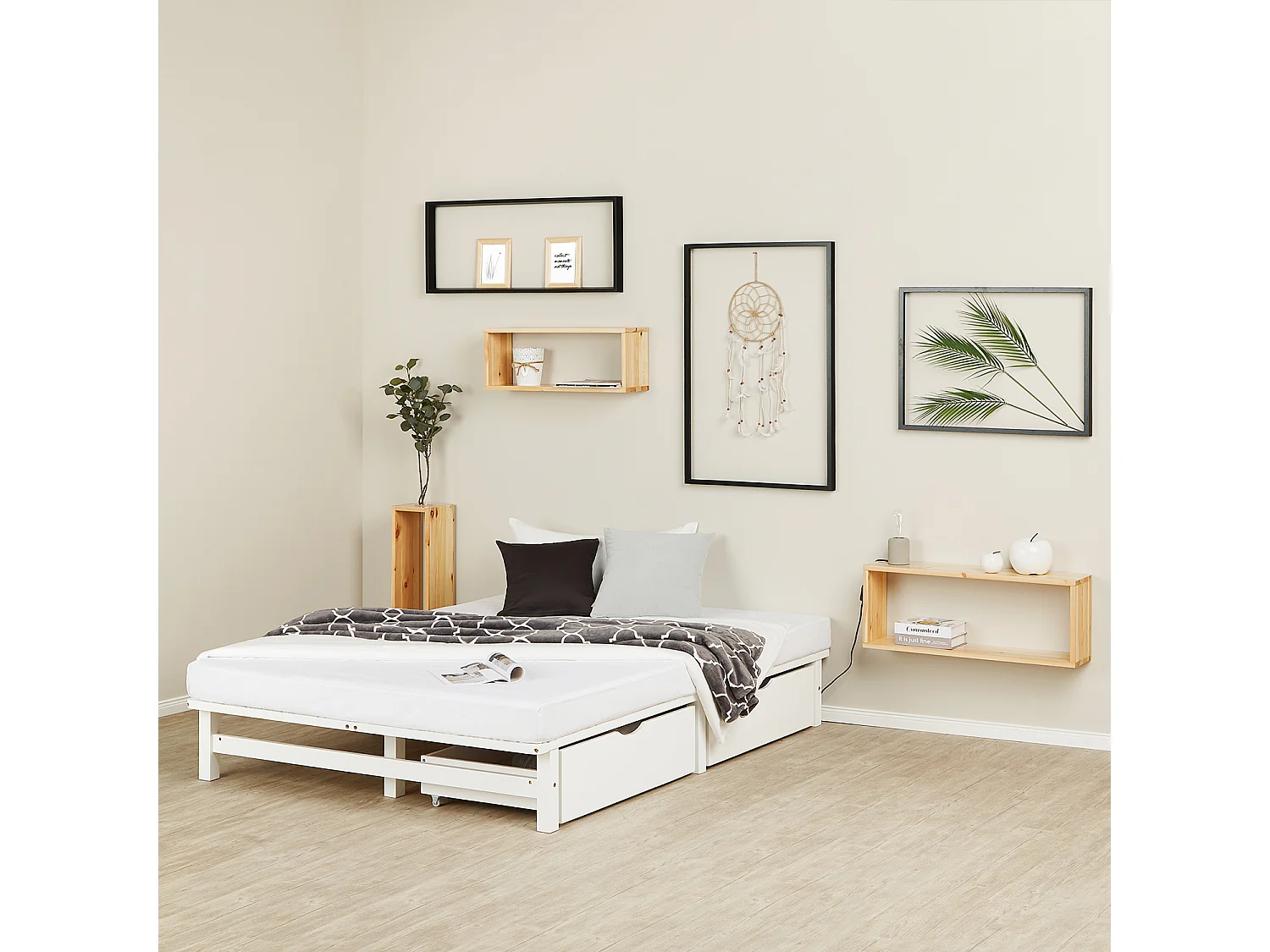 Łóżko 140x200 cm białe Paleta