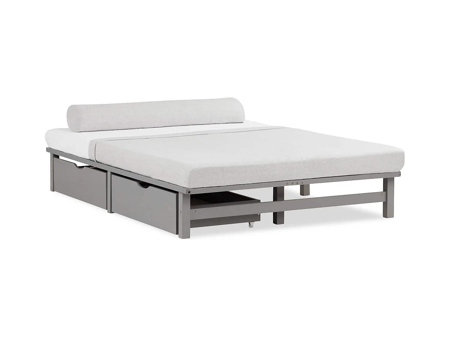 Bett 140x200 cm grau Paletten-Design