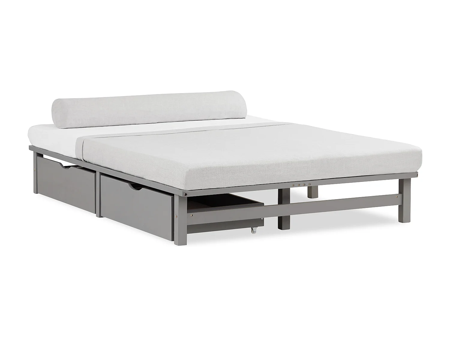 Bett 140x200 cm grau Paletten-Design