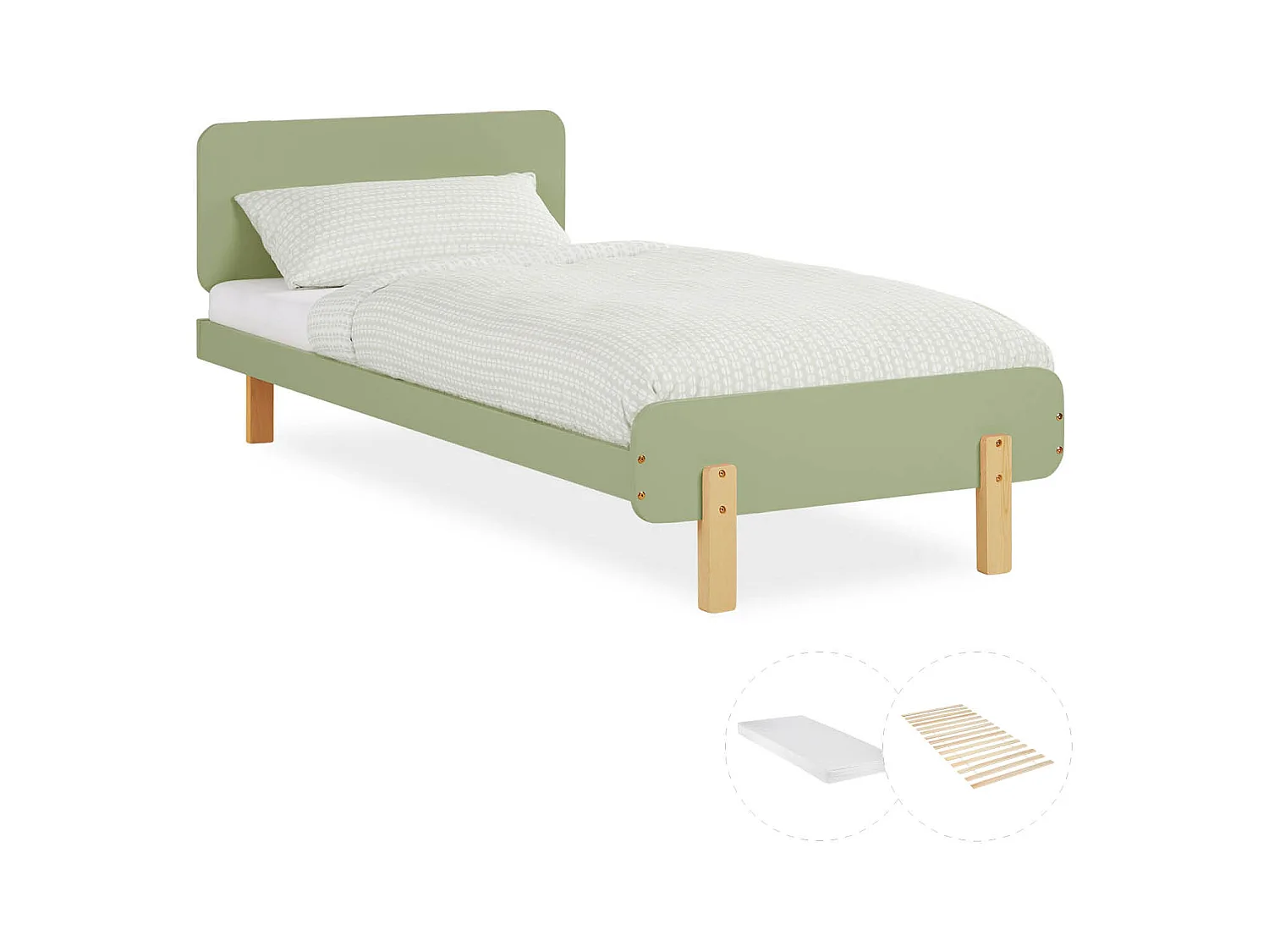 Einzelbett 90x200 cm Grün