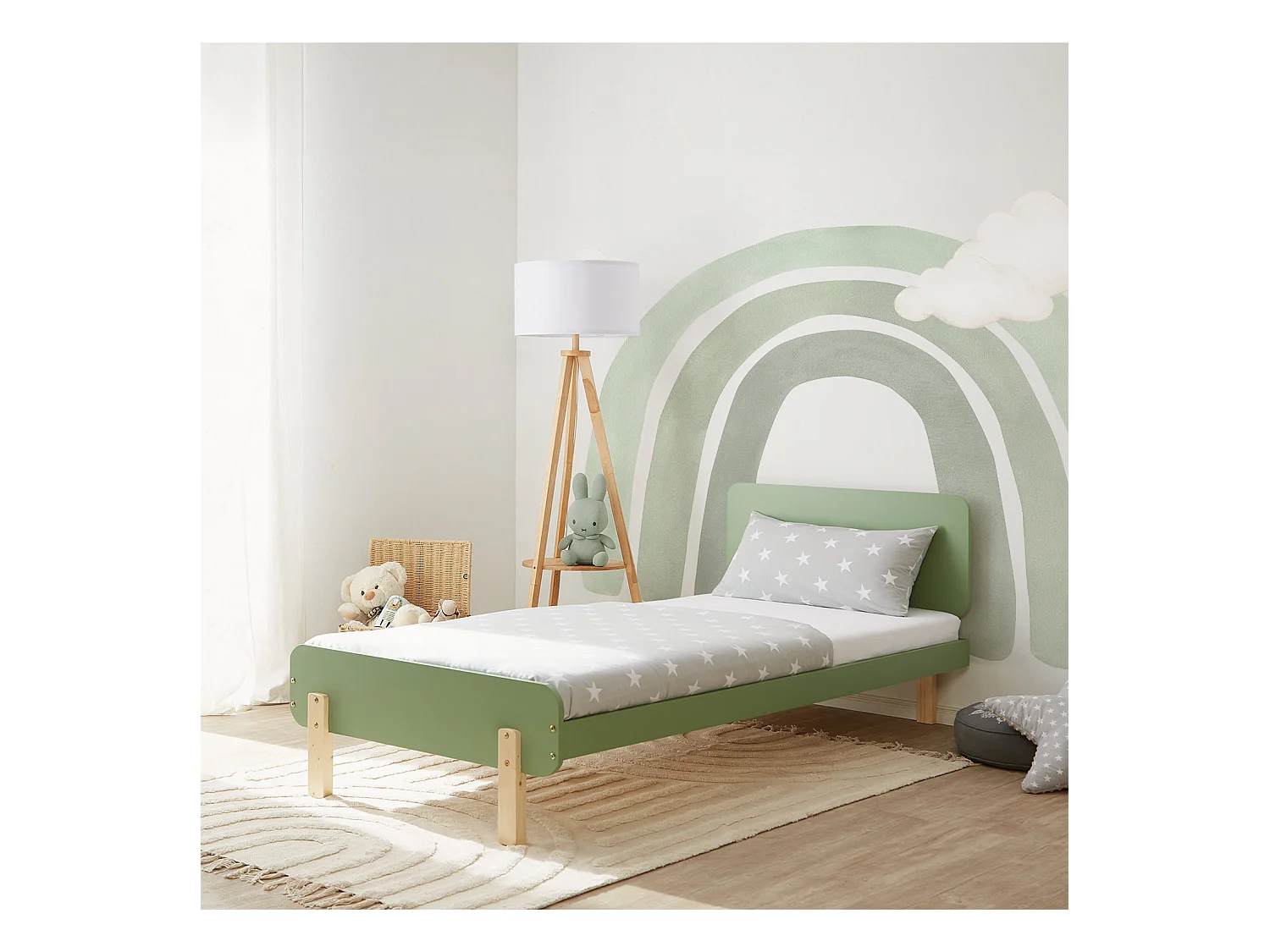 Eenpersoonsbed 90x200 cm Groen