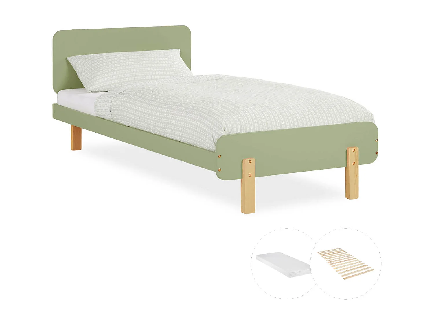 Einzelbett 90x200 cm Grün