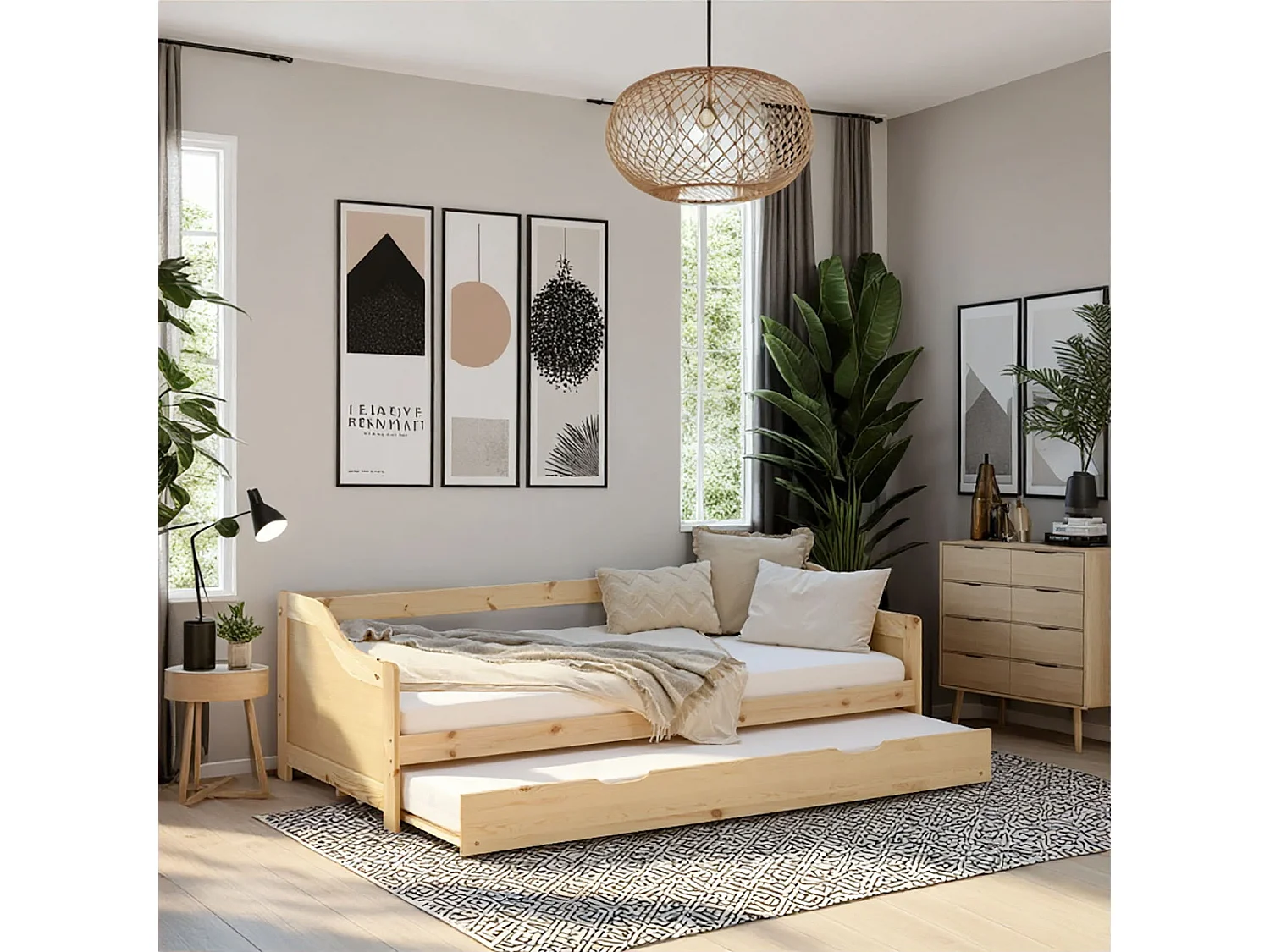 Holzbett 90x200 cm Natur