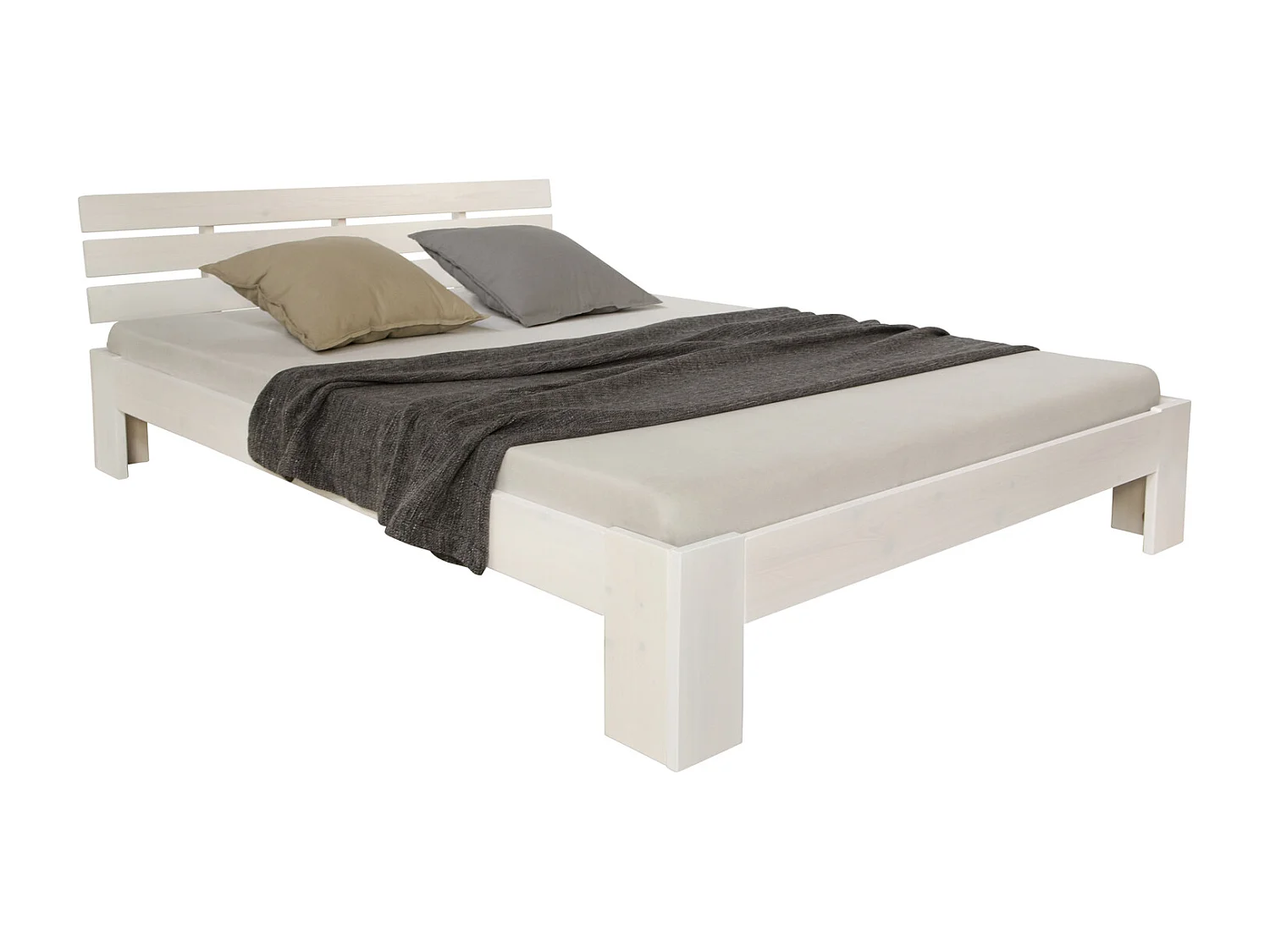 Letto matrimoniale 140x200 cm bianco Pino massiccio