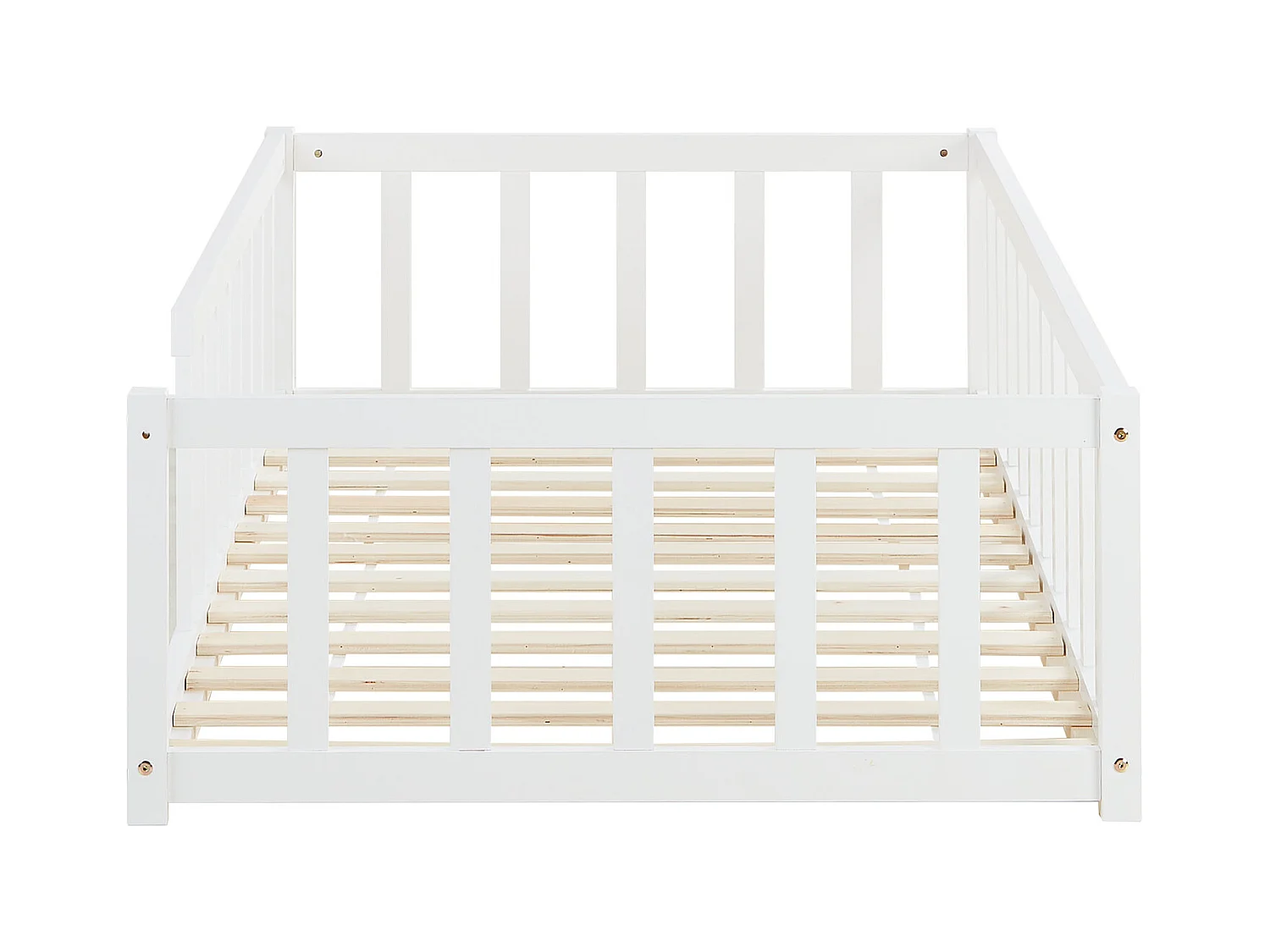 Kinderbett auf dem Boden 90x200 cm weiß