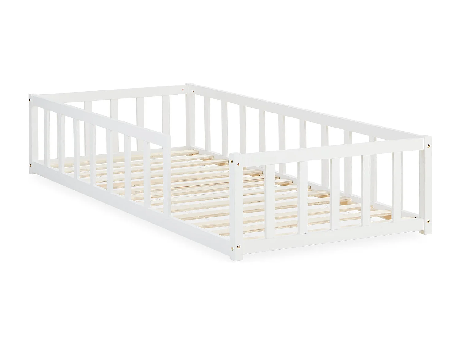 Kinderbett auf dem Boden 90x200 cm weiß