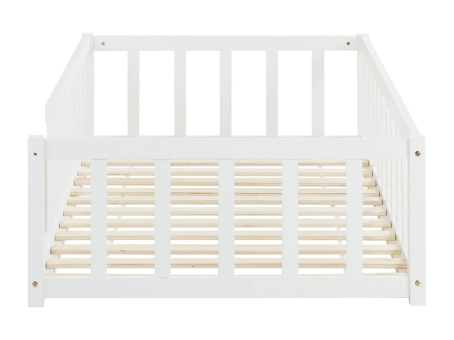 Kinderbett auf dem Boden 90x200 cm weiß