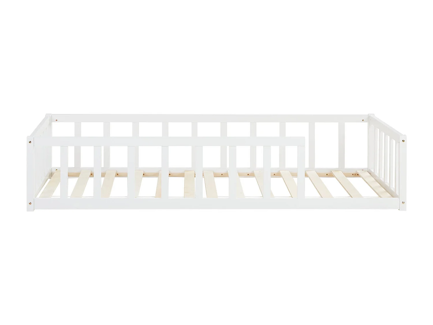 Kinderbett auf dem Boden 90x200 cm weiß